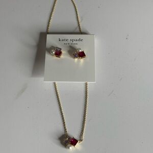 Kate Spade Gold and Red Jewelry Set
